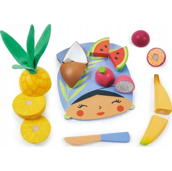 Dřevěná hračka DŘEVĚNÉ PRKÉNKO s ovocem na krájení TENDER LEAF