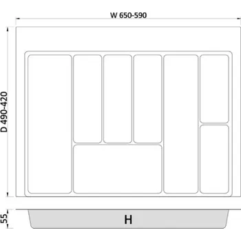 Úložný box Organizér organizér na příbory s rýhovaným dnem REJS MAX 70 cm grafit