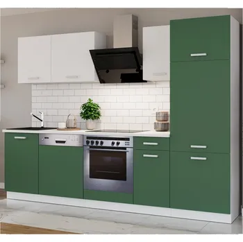 Kuchyňská linka Kuchyňská linka TONI | 270 cm | S PRACOVNÍ DESKOU | bílá/labrador zelená
