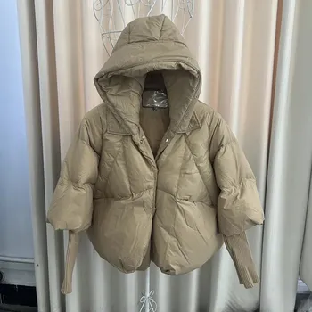 Dámská parka Best Fashion Dámská péřová bunda s kapucí a límcem z liščí kožešiny Velikost: L, Barva (Varianta): no fur