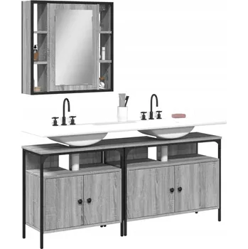 Koupelnový nábytek 3dílná sada koupelnových skříněk, šedý dub sonoma Lumarko!