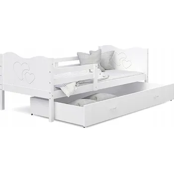 Dětská postel Dětská postel MAX P 80x190cm s bílou konstrukcí v bílé barvě s motivem srdíček