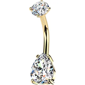 Piercing Zlacený ocelový piercing do pupíku (čirá)