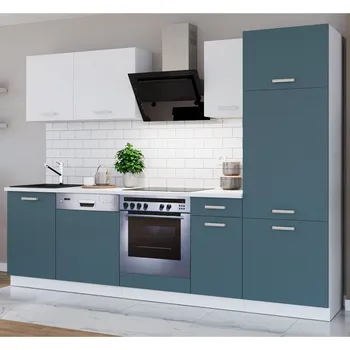 Kuchyňská linka Kuchyňská linka TONI | 270 cm | S PRACOVNÍ DESKOU | bílá/skaggerak modrá