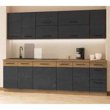 Kuchyňská linka Kuchyňská linka VIGO d | 260 cm | lancelot/dark wood