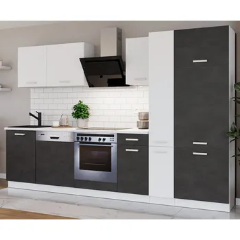 Kuchyňská linka Kuchyňská linka TONI | 300 cm | S PRACOVNÍ DESKOU | bílá/matera