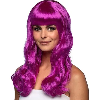 Karnevalová paruka Boland Paruka fialová dámská dlouhá s ofinou