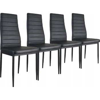 Jídelní židle Sada 4 ŽIDLÍ Brand čalouněné černé ekokůže prošívané kuchyňské HIT