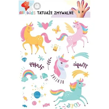 Tetování Smyvatelné tetování pro děti - Jednorožci 15x10 cm