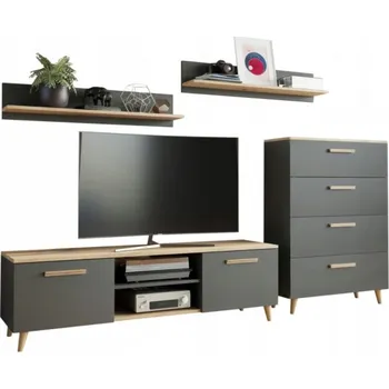 Obývací stěna Nábytková Stěna FIORD OBÝVACÍ POKOJ skandinávský styl dub artisan/antracit