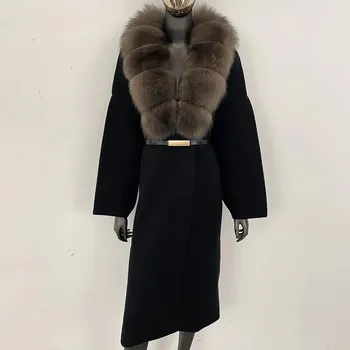 Dámský kabát Best Fashion Dámský pletený kabát z liščí a mývalí kožešiny Velikost: ONE SIZE, Barva (Varianta): Black zidiao