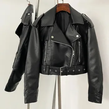 Dámský křivák Best Fashion Dámská krátká bunda z eko kůže s kapsami Velikost: S, Barva (Varianta): Černá