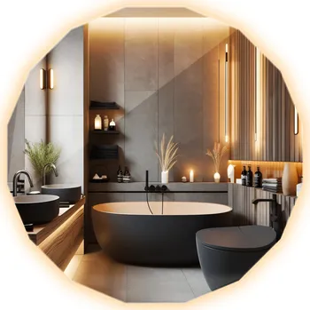 Zrcadlo Moderní Zrcadlo s víceúhelníkovým osvětlením a zadním osvětlením do koupelny 100 cm