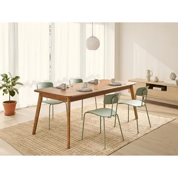 Jídelní stůl z tmavého dubového dřeva MDF nohy z jilmového dřeva 200 x 90 cm obdélníková dýhovaná deska tradiční styl jídelny Beliani