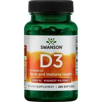 Zdraví Swanson Vitamin D3, 5000 IU, Vyšší účinnost, 250 softgel kapslí