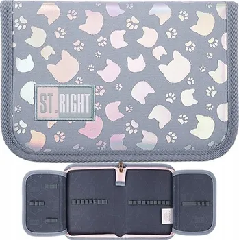 Penál Jednopatrový rozkládací penál ST.RIGHT Silver Cats