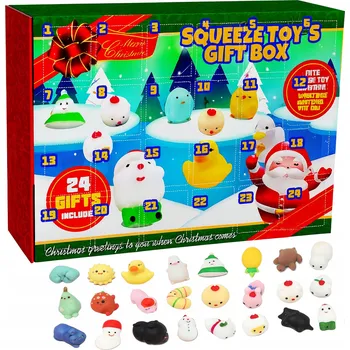 Kalendář ADVENTNÍ KALENDÁŘ MAČKACÍ HRAČKY SQUEEZY SQUISHY – 24 překvapení pro děti