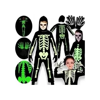 Karnevalový kostým KOSTLIVEC KOSTÝM L 130/140 140 CM HALLOWEENSKÁ KARNEVALOVÁ MASKA RUKAVICE