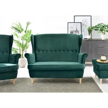 Pohovka DVOUMÍSTNÁ POHOVKA MALMO DO PŘEDSÍNĚ, ZELENÝ VELUR