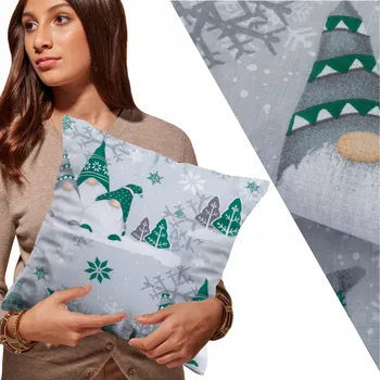 Povlečení Vánoční povlak na polštář 40x40 BAVLNĚNÝ na polštářek BELLUNO dekorativní skřítci