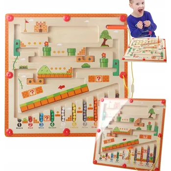 Dřevěná hračka Magnetická tabulka - labyrint TSG-475, vzdělávací dřevěná hračka - puzzle