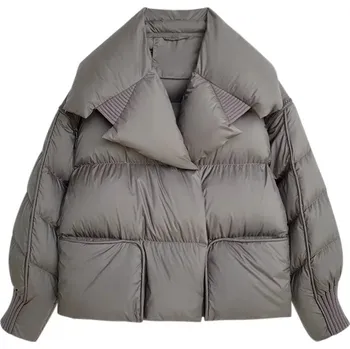 Dámská parka Best Fashion Dámská krátká péřová bunda s odepínacími rukávy Velikost: M, Barva (Varianta): Šedá