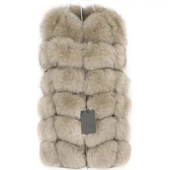 Dámská vesta Best Fashion Dámská vesta z pravé liščí kožešiny s hřejivou podšívkou Velikost: XL, Barva (Varianta): beige 70cm