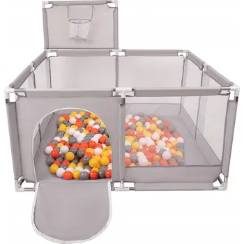 Dětská ohrádka ČTVERCOVÁ OHRÁDKA S KOŠEM PRO DĚTI + 100 MÍČKŮ