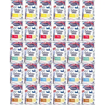 Krmivo pro kočku Mokré krmivo pro kočky Butcher's Delicious Dinners, mix chutí 30x400g