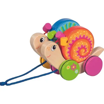 Dřevěná hračka Goki Tahací dřevěná hračka - šneci Willi a Milli