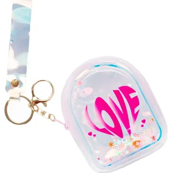 Batůžek Glamour přívěsek holografický se třpytkami na klíče mini klíčenka