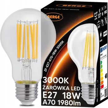Žárovka Żarówka LED E27 Filament 18W 1980lm Edison Dekorativní Loft Teplá Bílá 3000K