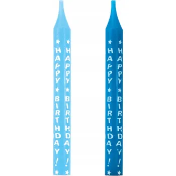 Dortová svíčka Svíčky na dort Happy Birthday modré 10 Ks