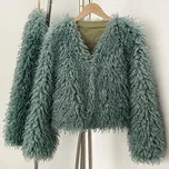 Best Fashion Dámská bunda z umělé kožešiny s výstřihem do V Velikost: ONE SIZE, Barva (Varianta): Zelená