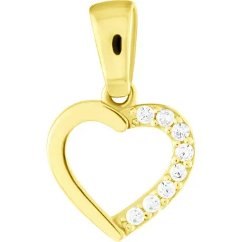 Přívěsek GEMMAX Original – garance kvality Zlatý přívěsek srdíčko se zirkony – zlatý šperk ryzosti 585/1000 v Dárkovém balení s Certifikátem GLPYB-28261