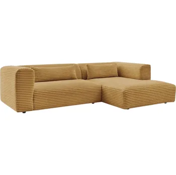 Pohovka Bobochic Paris Hořčicově žlutá manšestrová rohová pohovka Harry 273 cm, pravá