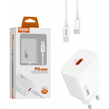 Rychlá síťová nabíječka SOMOSTEL 33W PD s USB Lightning kabelem v balení