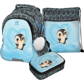 Set školních potřeb Školní batoh Ulitaa Tučňák – 3dílný set (pro 3.–5. třídu)
