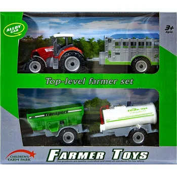 autíčko Traktor + přívěsy sada S 3 různými přívěsy