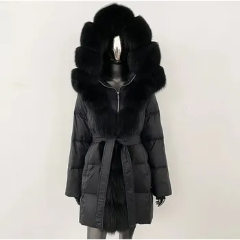 Dámská parka Best Fashion Dámská péřová bunda s kapucí a kožešinovým lemem Velikost: L, Barva (Varianta): Černá