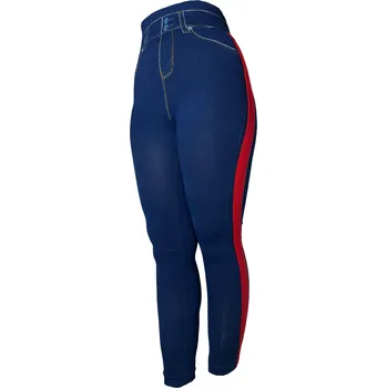 Dámské legíny Dámské bambusové legíny modré s červeným pruhem DH988-4 Velikost: XXL/3XL