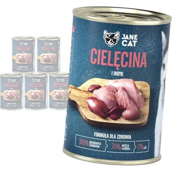 Krmivo pro kočku Vlhké krmivo pro kočky, telecí a krůta 6x400 g Jane Cat