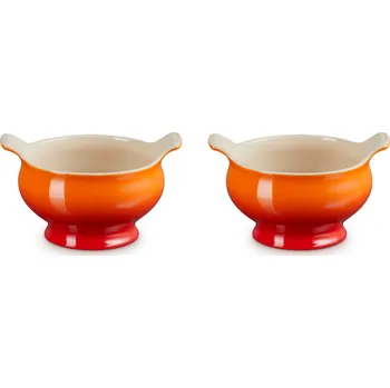 Le Creuset, Misky na bujón Le Creuset, kameninové, 600 ml, oranžové, barva Flame, 2 ks - Formadore