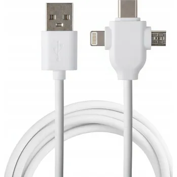 Datový kabel Kabel Libox USB - USB typ C / microUSB / Lightning 1 m bílý