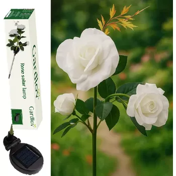 Žertovný předmět Zahradní solární osvětlení podsvícená BÍLÁ RŮŽE - 25282