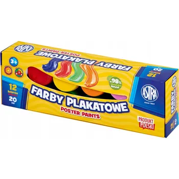 Vodová barva PLAKÁTOVÉ BARVY ŠKOLNÍ 12 BAREV 20ML ASTRA