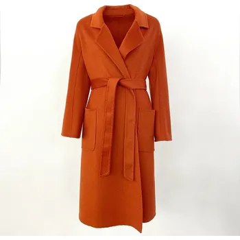 Dámský kabát Best Fashion Dámský kašmírový kabát s dvojitým límcem Velikost: S, Barva (Varianta): Deep orange