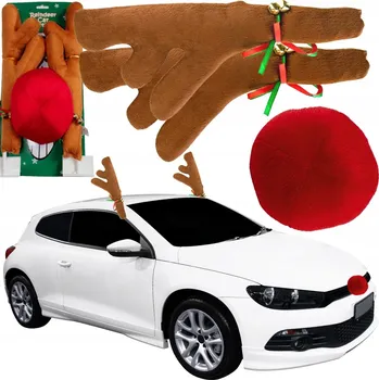 Vánoce VÁNOČNÍ DEKORACE NA AUTO – SADA SOBÍ PAROHY + NOS 3 ks