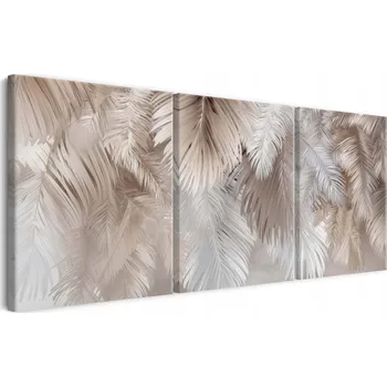Obraz Obrazy na plátně Triptych na zeď Béžové Listy Boho Skandinávský 60x120