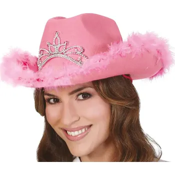 Klobouk Kovbojský klobouk růžový s kožešinou